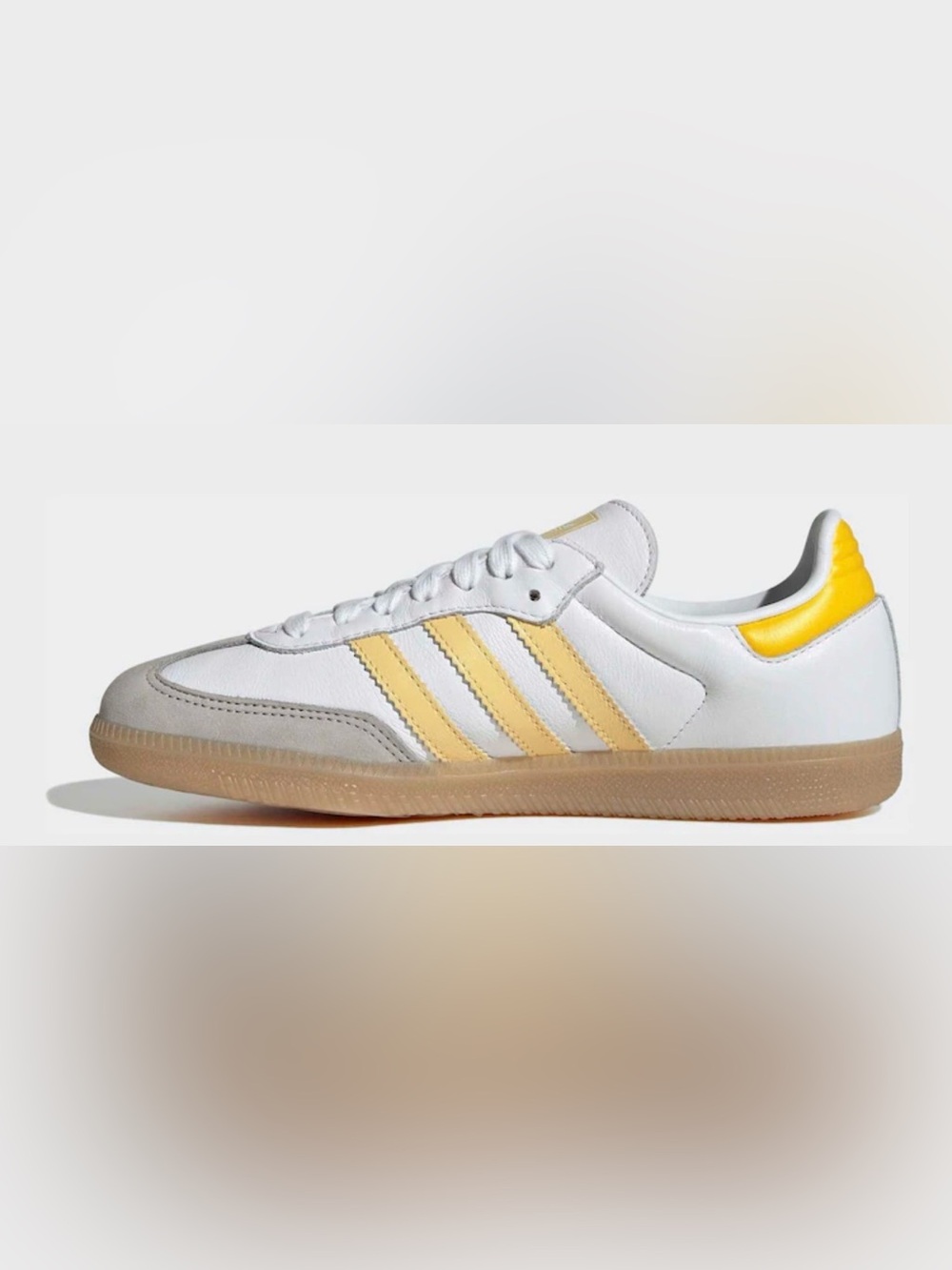 adidas Samba White Sneaker with Pale Yellow Stripes